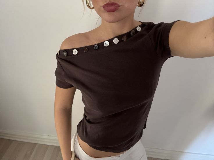 Brown top with button detail